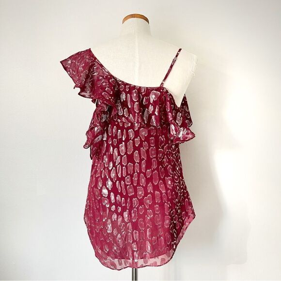 Veronica Beard Maroon Metallic Silk Camisole top preowned size 8 - Picture 5 of 8